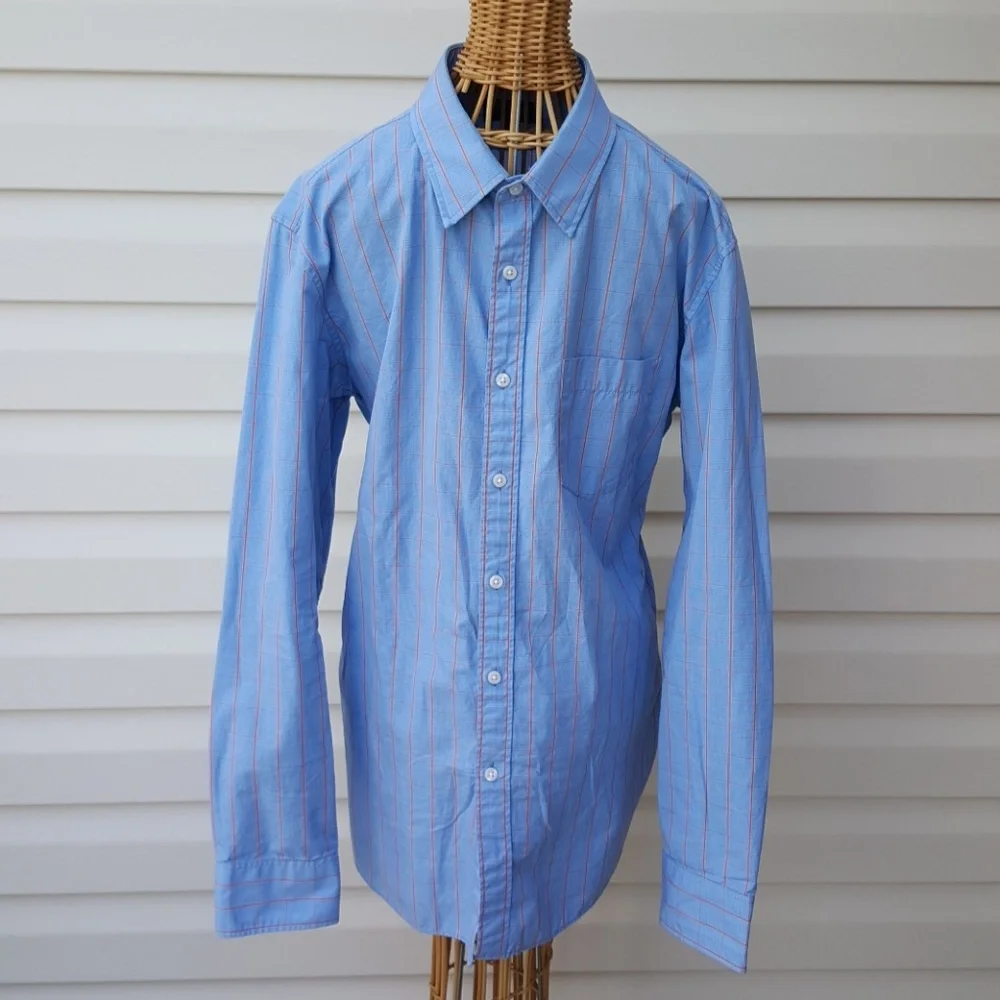 J.CREW Blue w/Orange Windowpane L/S Button-Down Shirt Size 16-16.5